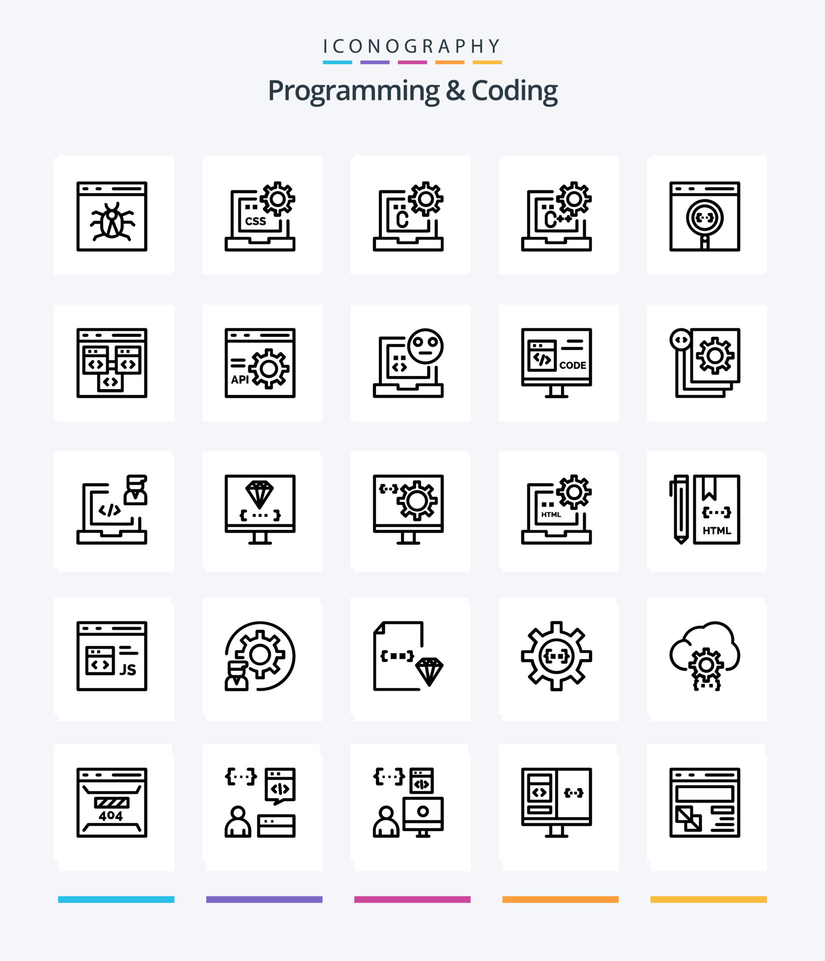 creativo programación y codificación 25 contorno icono paquete tal como ...