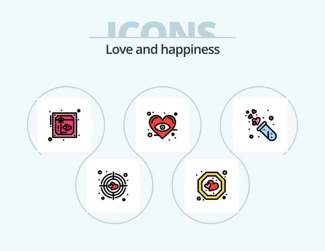 Love Line Filled Icon Pack 5 Icon Design. love bulb. bulb. strategy. romantic. love vector