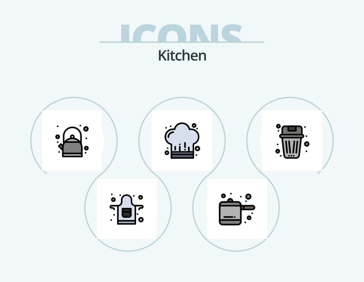 Kitchen Line Filled Icon Pack 5 Icon Design. wire. manual. coffee. pestle. kitchen vector