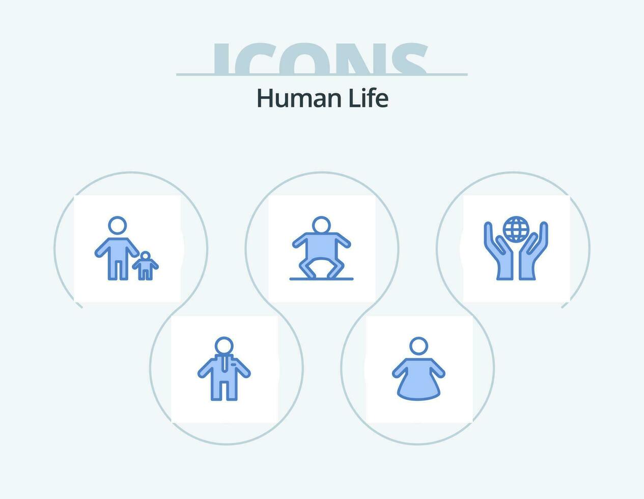Human Blue Icon Pack 5 Icon Design. . . kid. world. care vector