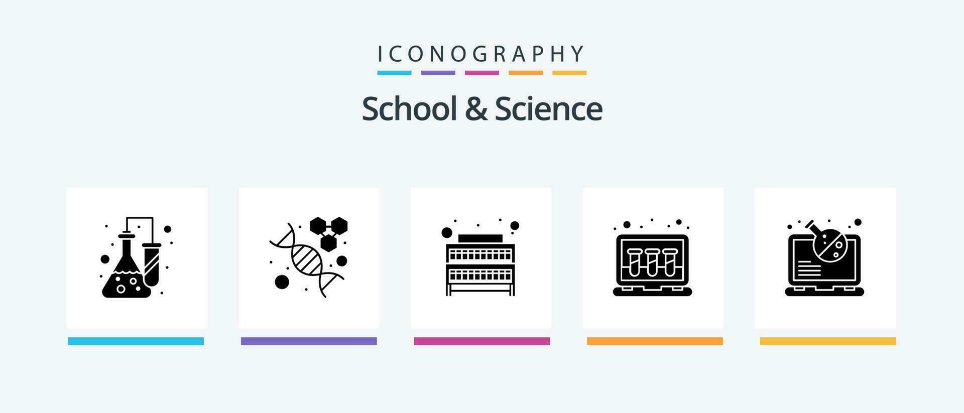 School And Science Glyph 5 Icon Pack Including lab. tubes. books. laboratory. chemical. Creative Icons Design vector