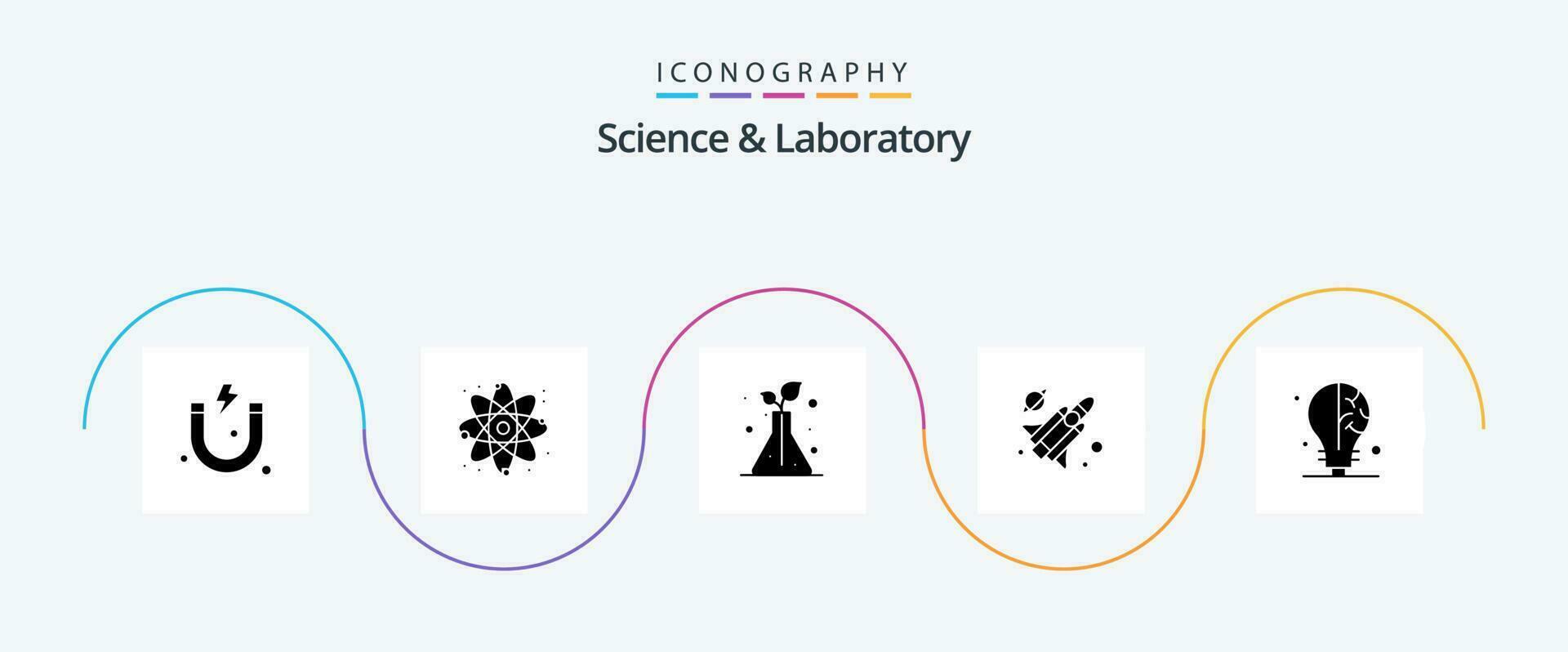 Ciencias glifo 5 5 icono paquete incluso . arboles ciencia. bulbo vector