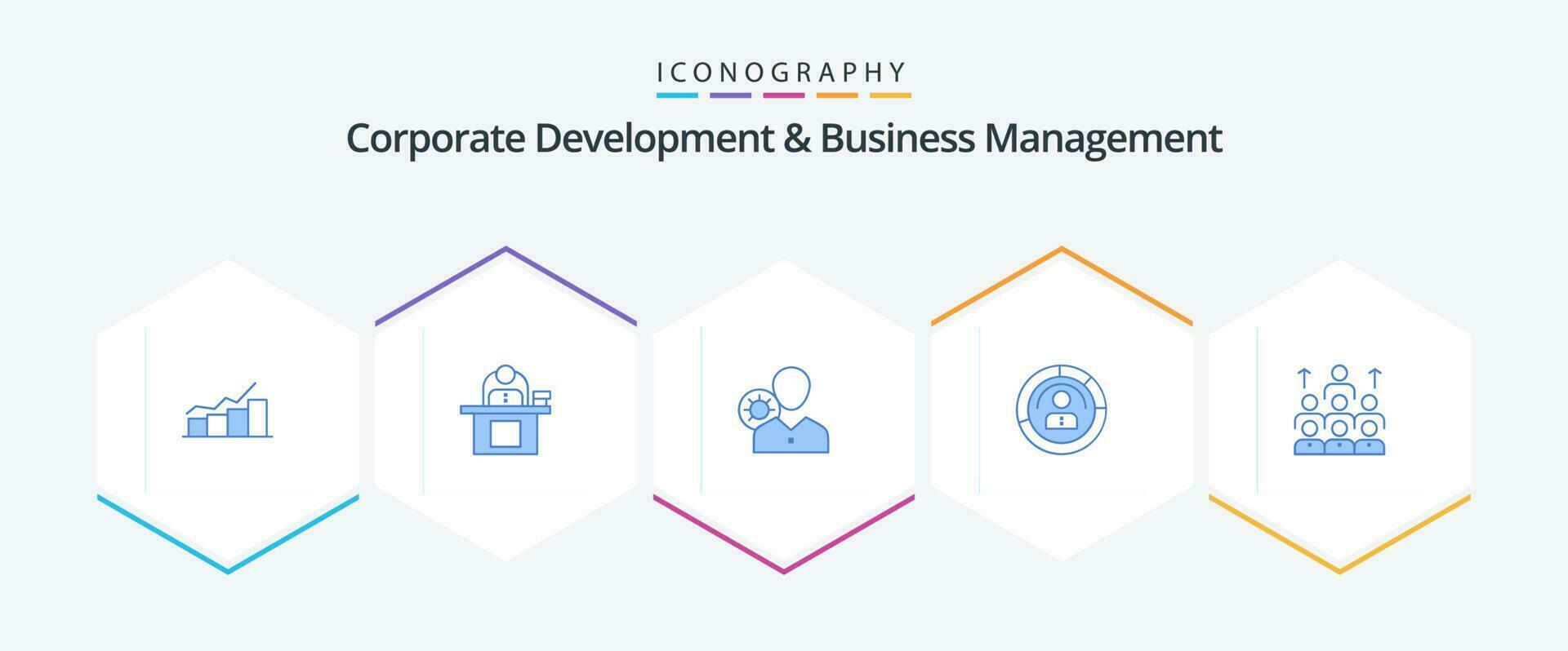 Corporate Development And Business Management 25 Blue icon pack including personal. gear. computer. efficiency. user vector