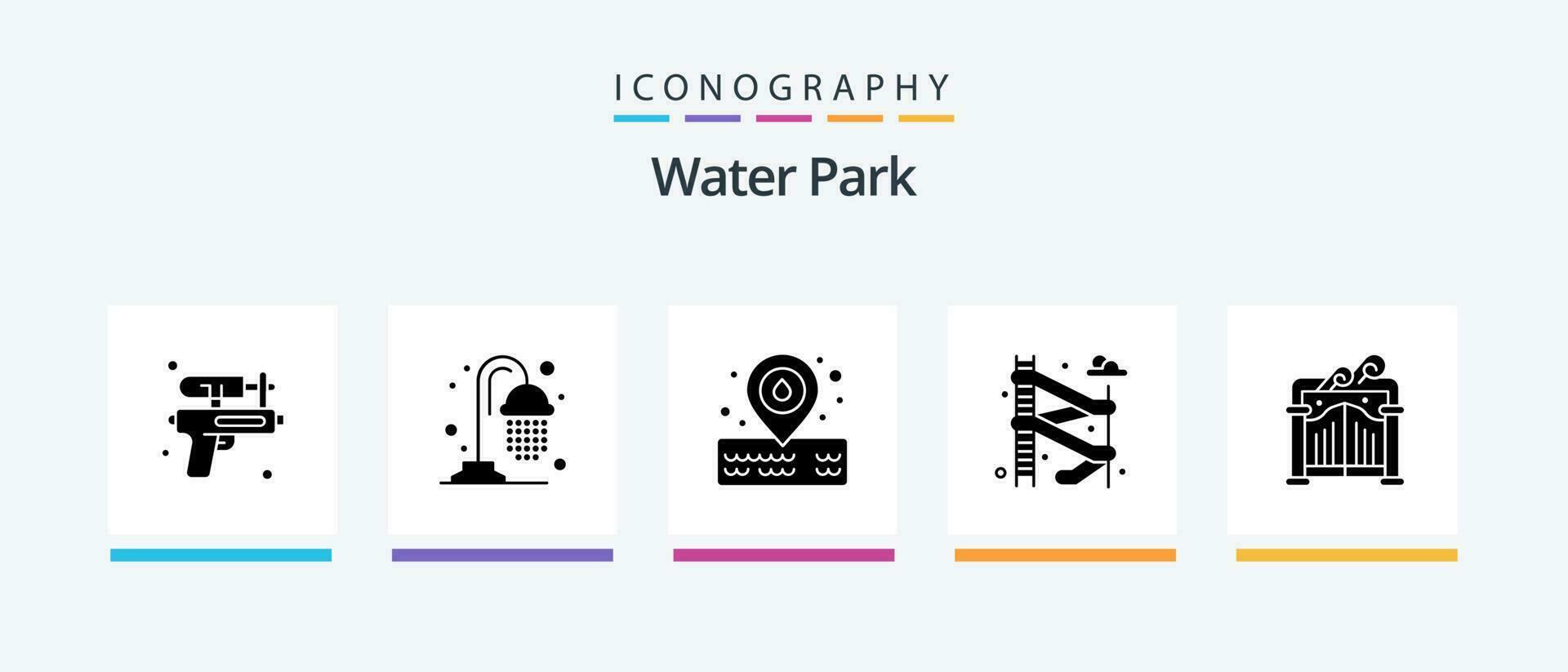 Water Park Glyph 5 Icon Pack Including . garden. water. park. park. Creative Icons Design vector