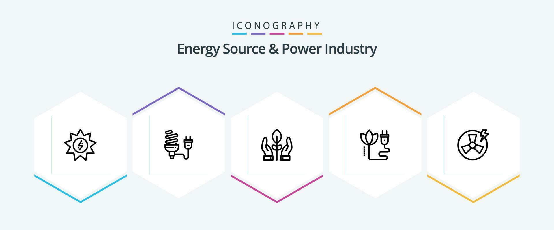 energía fuente y poder industria 25 línea icono paquete incluso enchufar. energía. ligero bulbo. biomasa mano vector