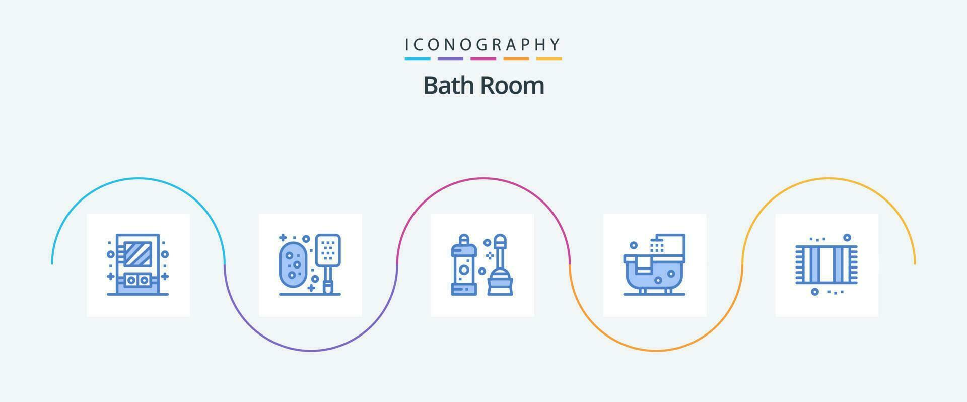 Bath Room Blue 5 Icon Pack Including bathroom. shower. bathroom. cleaning. bath vector