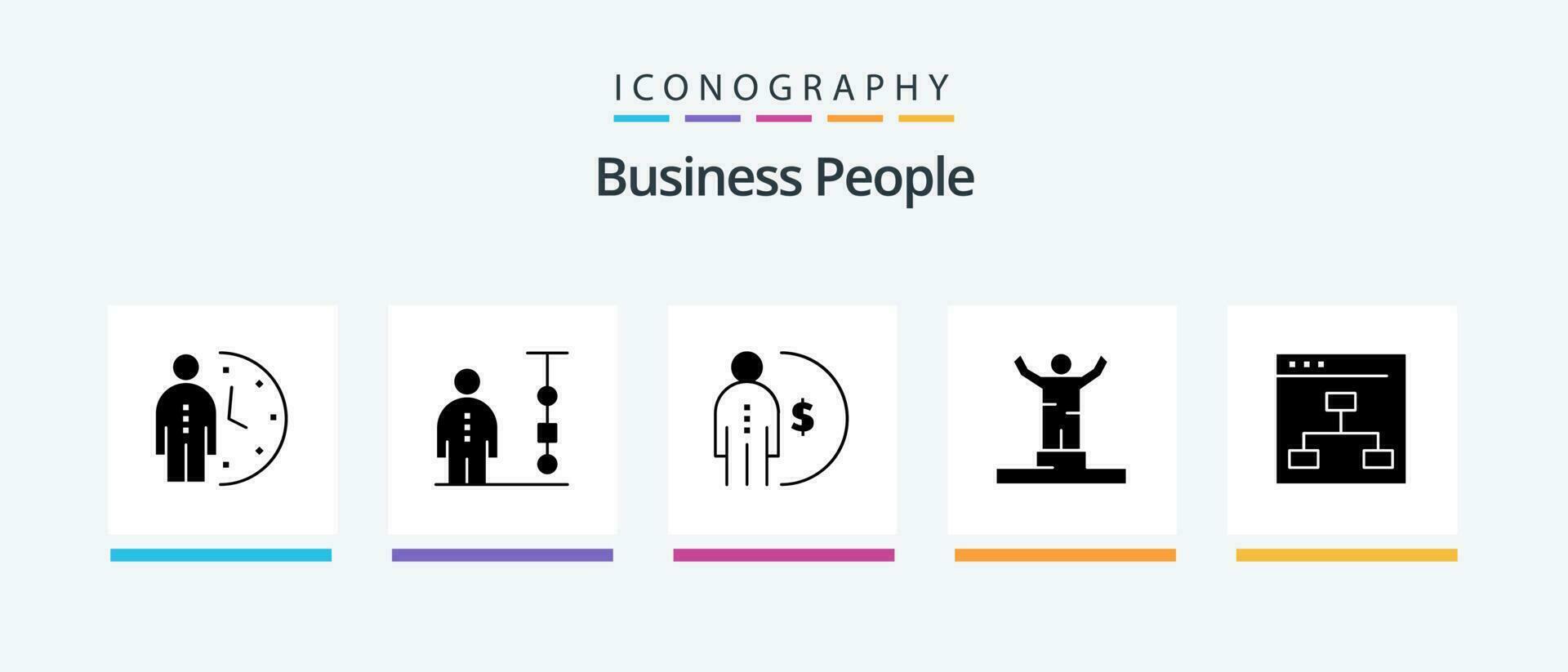 Business People Glyph 5 Icon Pack Including human. achievement. corporate management. money. income. Creative Icons Design vector