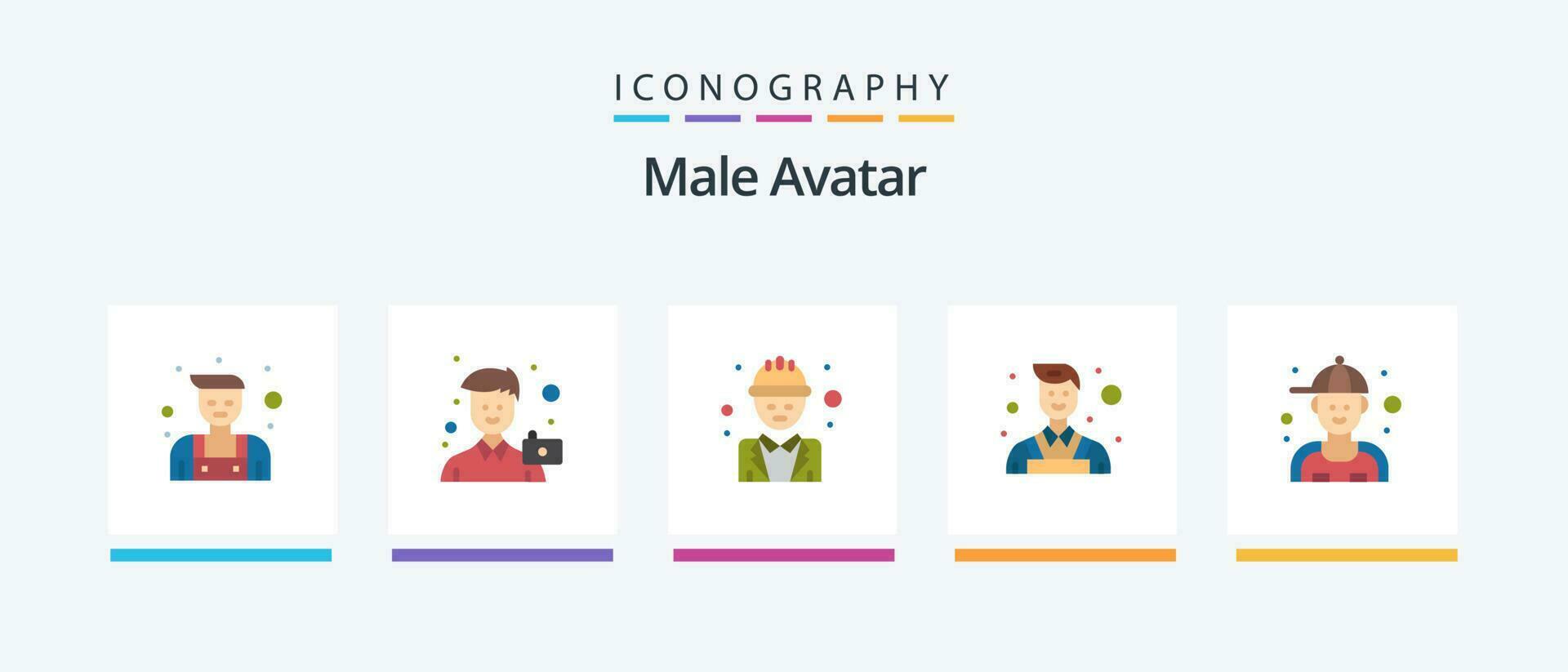 masculino avatar plano 5 5 icono paquete incluso mecánico. pared. jefe. pintor. gerente. creativo íconos diseño vector