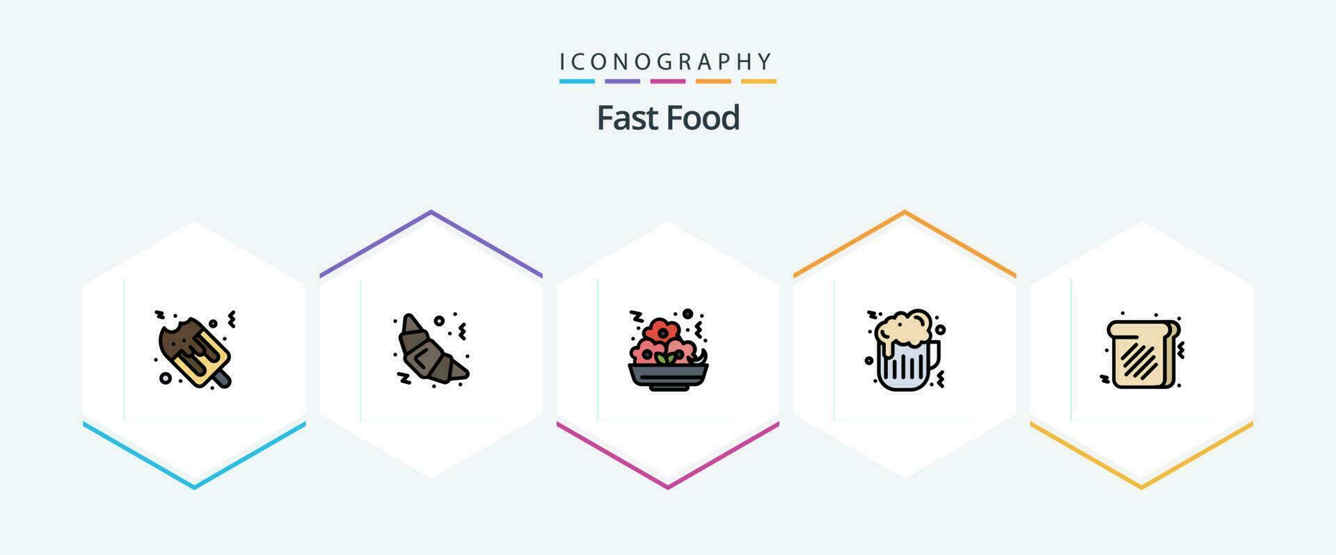Fast Food 25 FilledLine icon pack including . food. meal. sweet. food vector