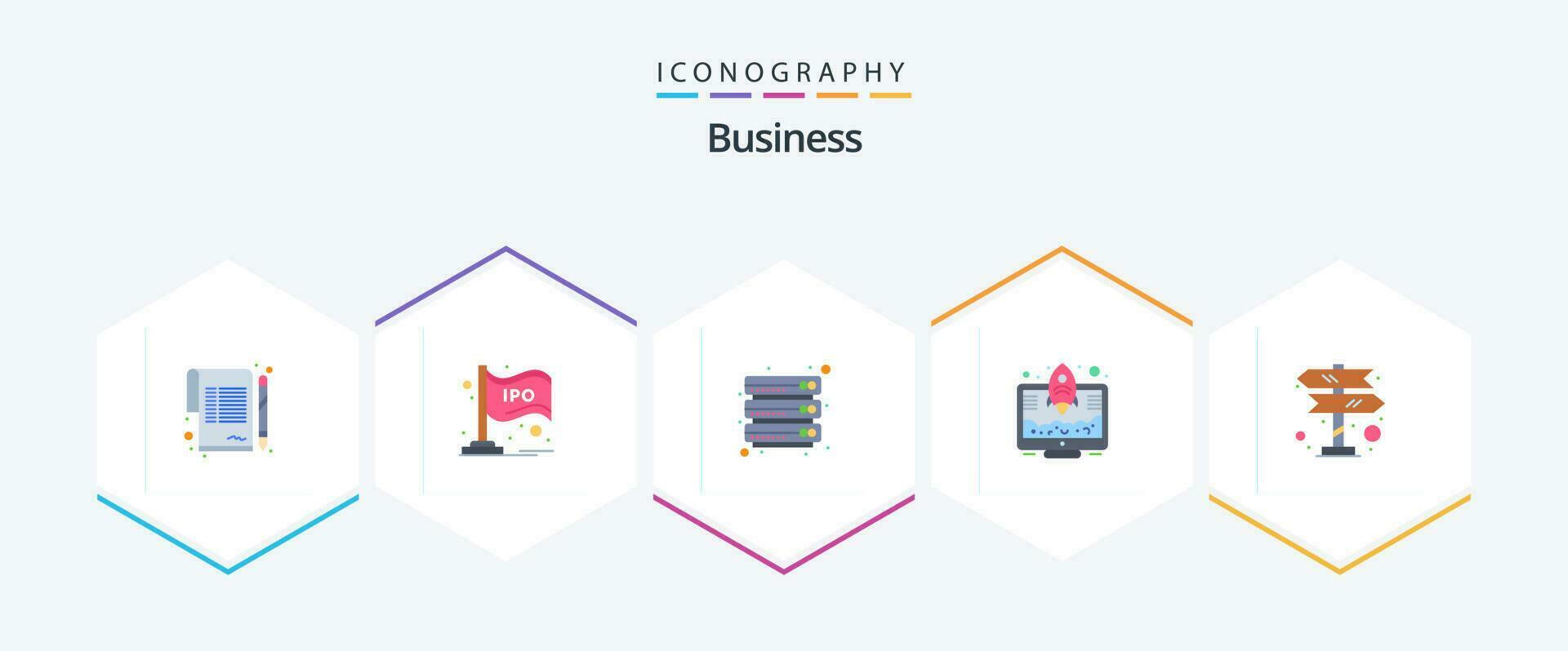Business 25 Flat icon pack including directions. startup. chart. launch. server vector