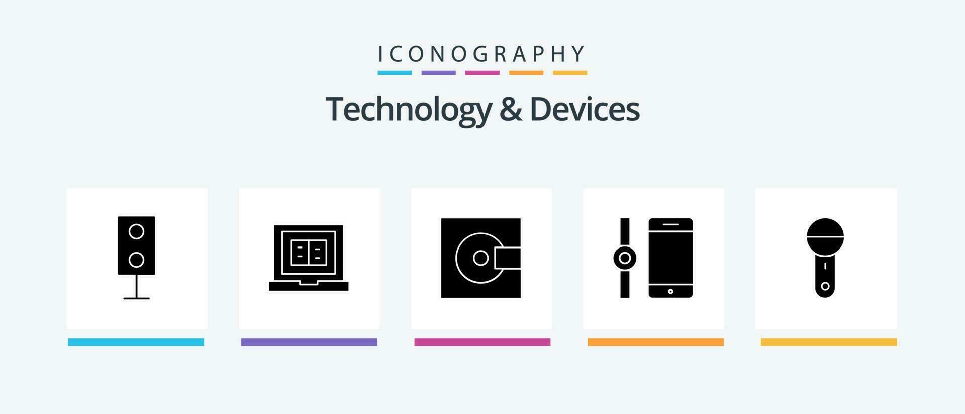 Devices Glyph 5 Icon Pack Including devices. smart watch. online. connect. products. Creative Icons Design vector