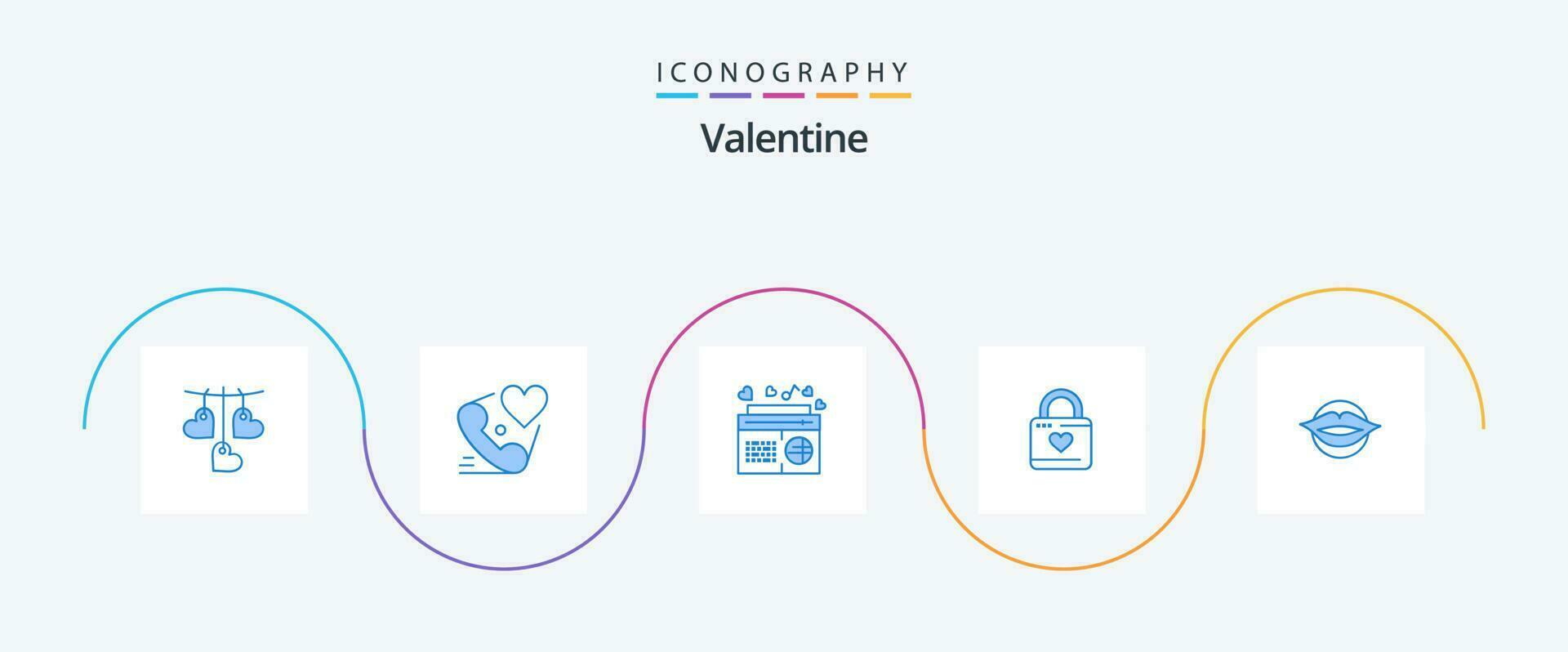 Valentine Blue 5 Icon Pack Including heart hacker. locker. valentine. lock. speaker vector