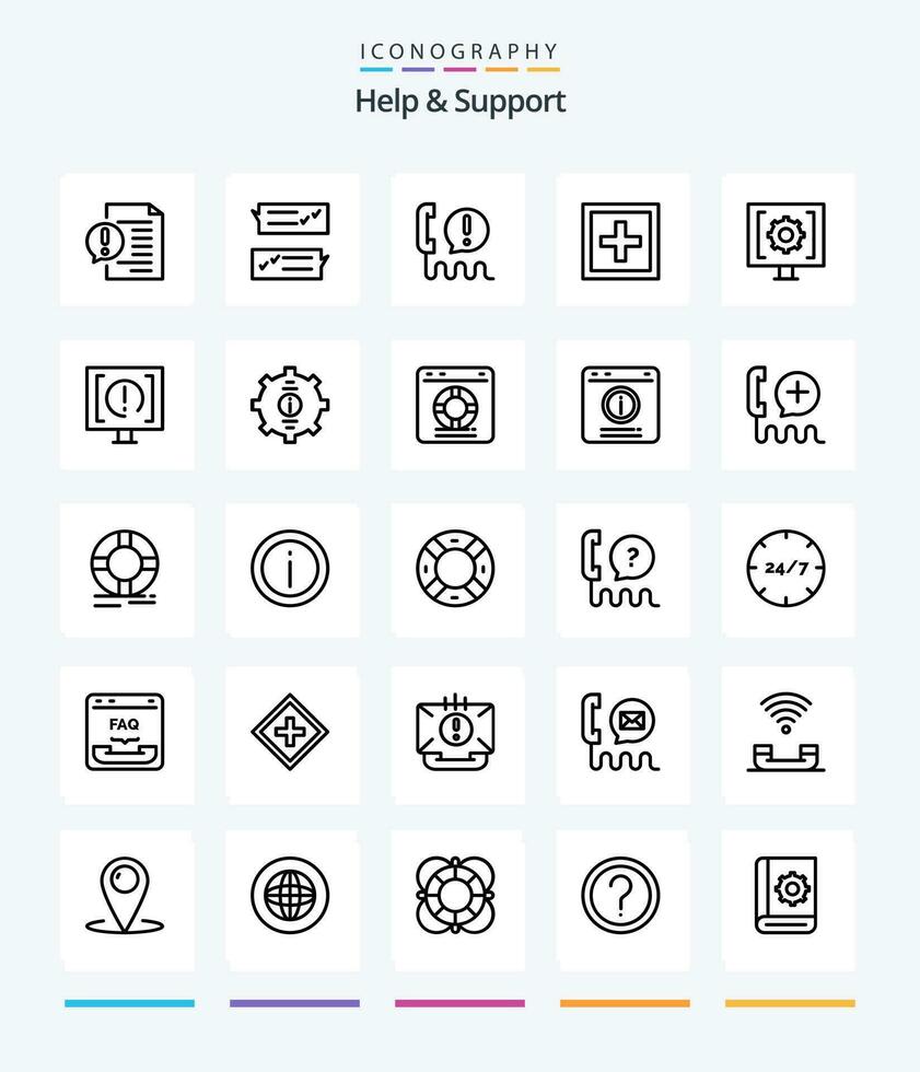 Creative Help And Support 25 OutLine icon pack  Such As information. help. speech bubble. help. center vector