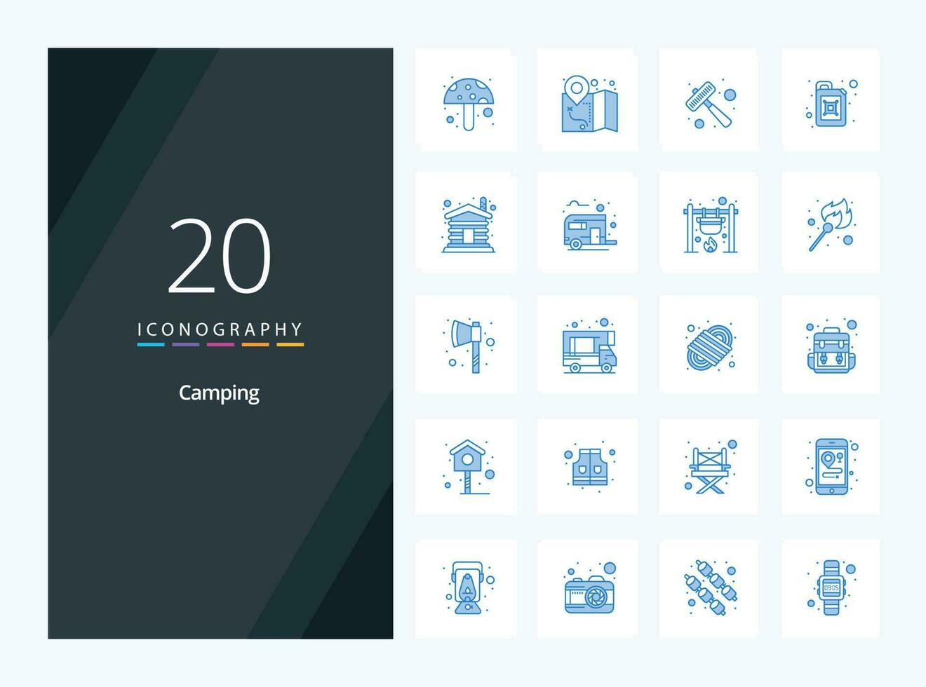 20 Camping Blue Color icon for presentation vector