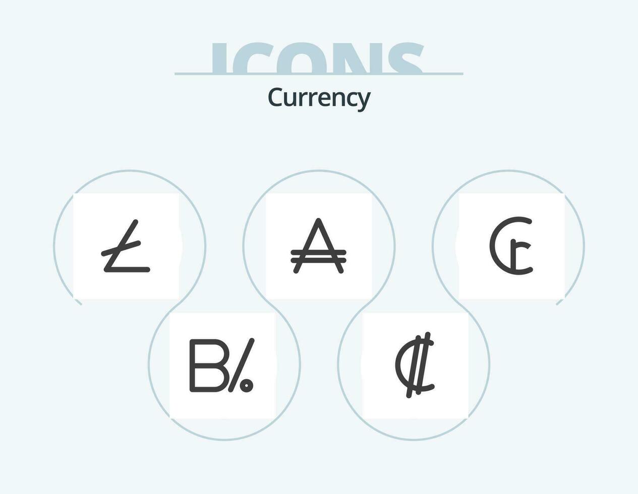 Currency Flat Icon Pack 5 Icon Design. currency. cruzeiro. lite coin. country. argentina vector