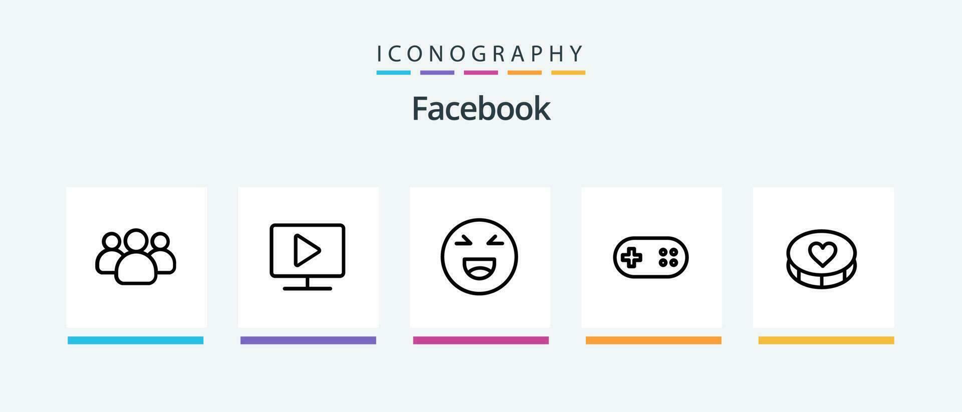 Facebook línea 5 5 icono paquete incluso fecha. trabajar. emojis melena. etiqueta. creativo íconos diseño vector