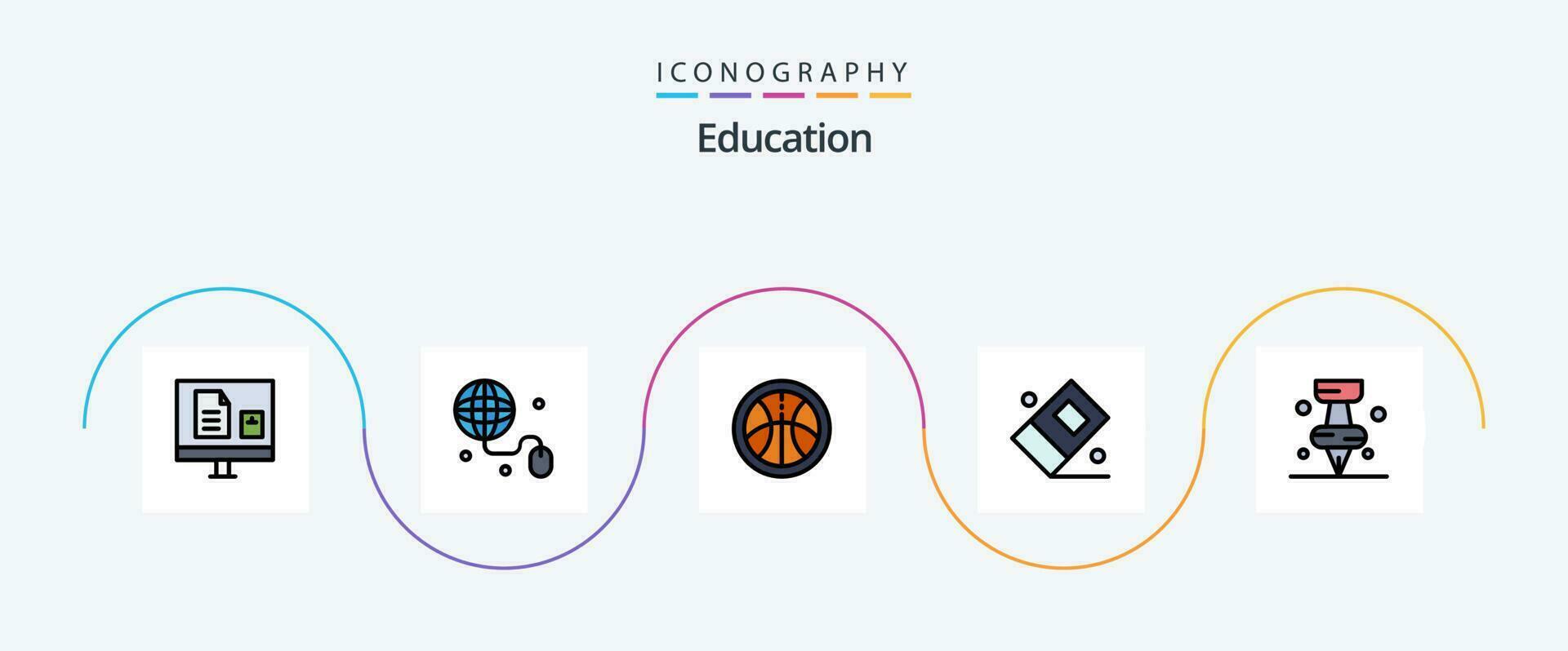 educación línea lleno plano 5 5 icono paquete incluso educación. estacionario. borrador. vector