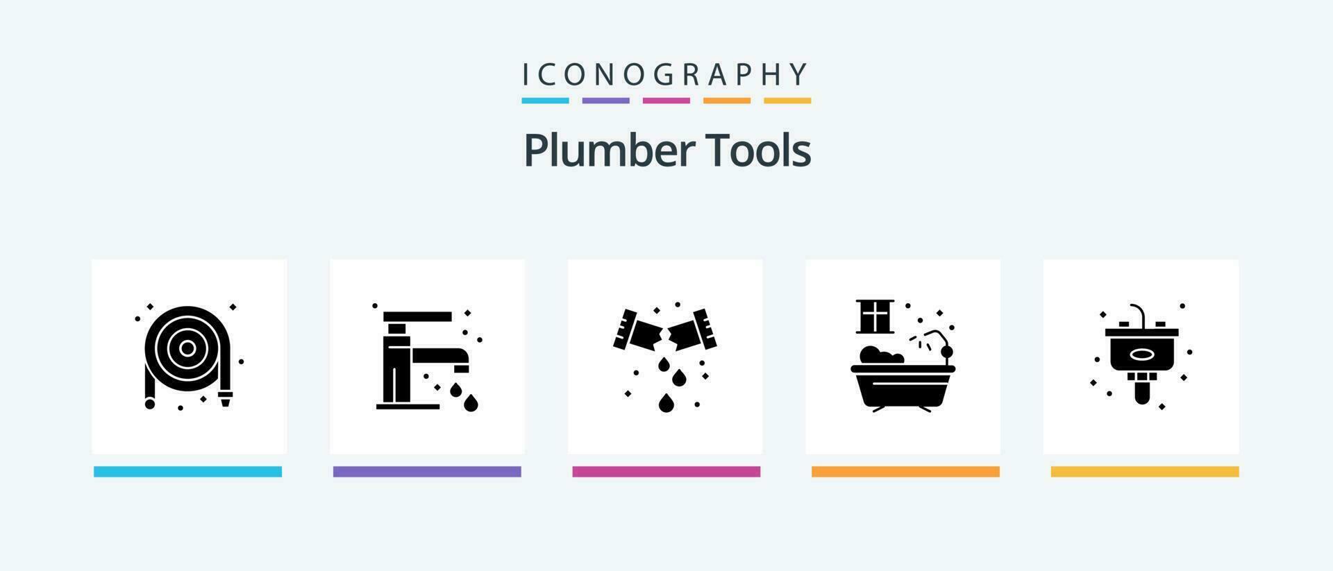 Plumber Glyph 5 Icon Pack Including kitchen. disposal. leak. water. bathroom. Creative Icons Design vector