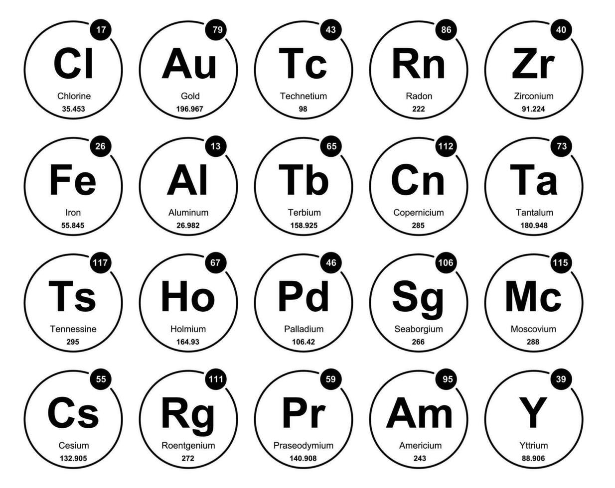 20 Preiodic table of the elements Icon Pack Design vector