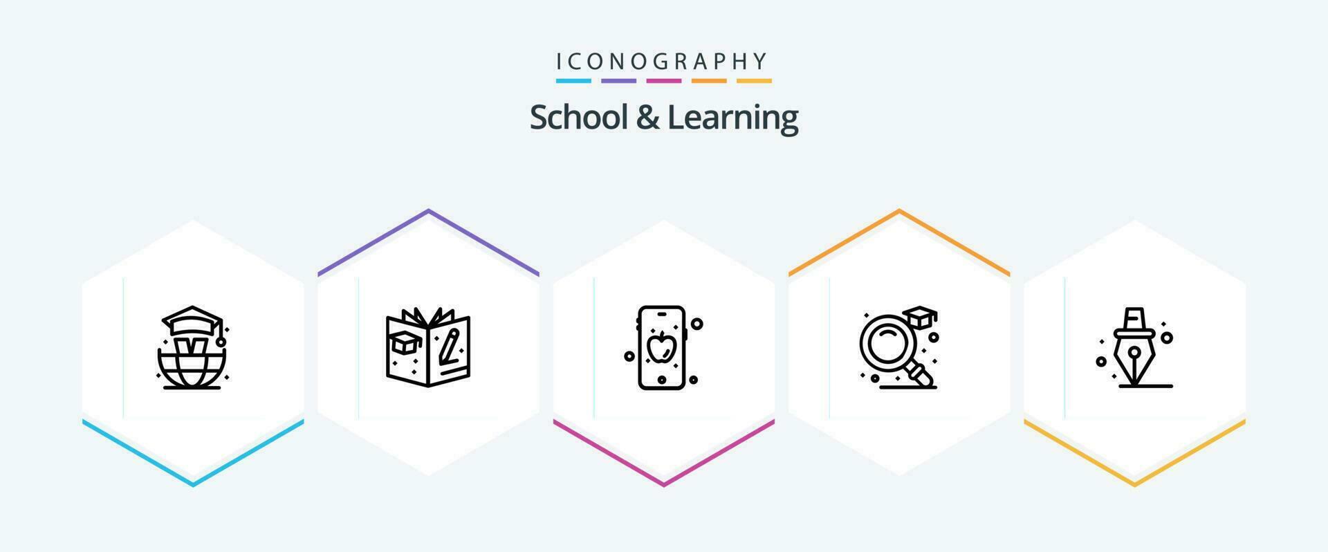 School And Learning 25 Line icon pack including . . education. school. education vector
