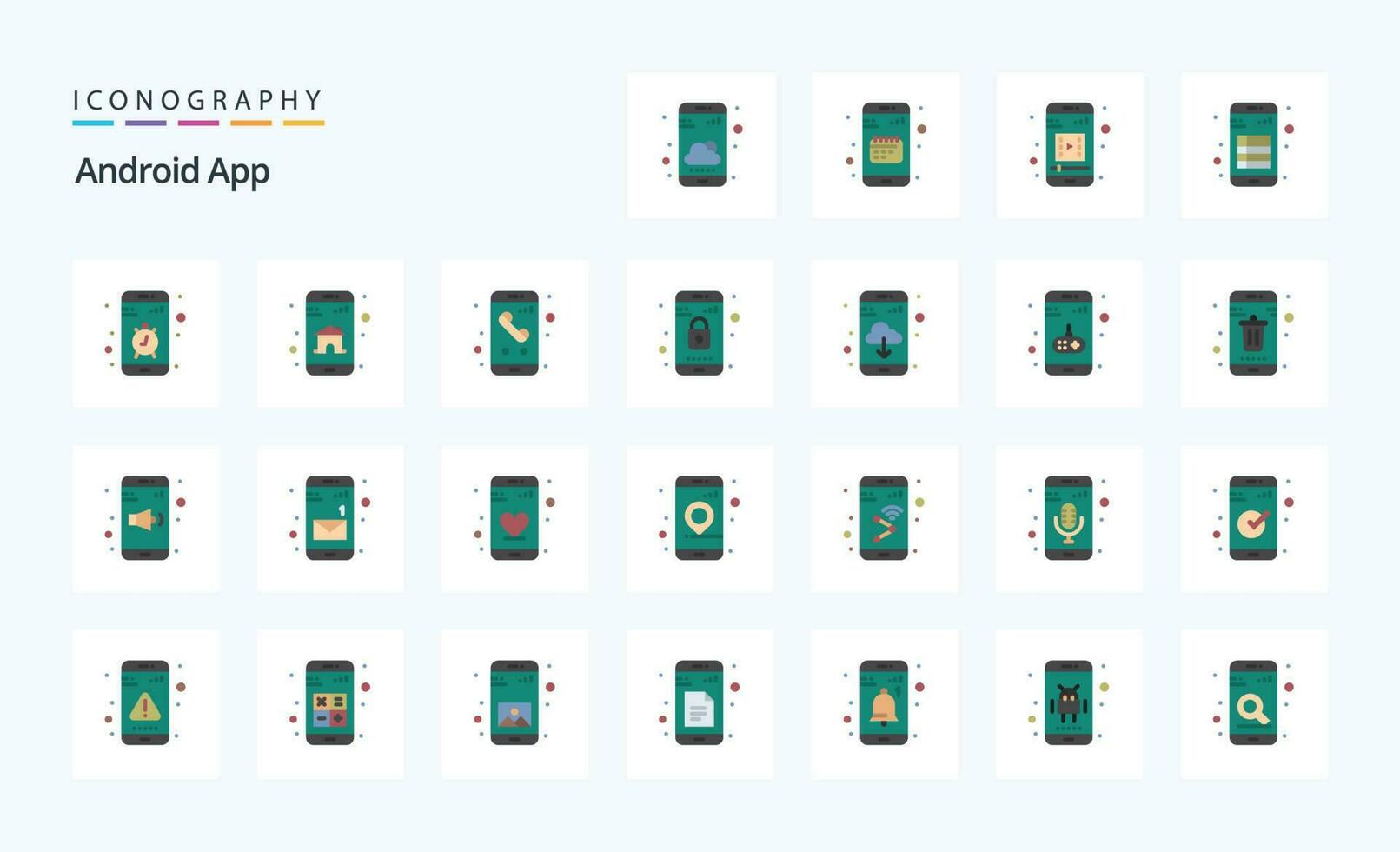 25 Android App Flat color icon pack vector