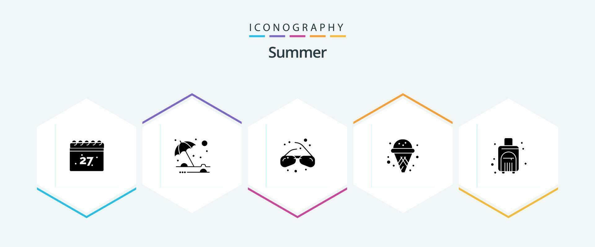 Summer 25 Glyph icon pack including travel bag. summer. eye glasses. bag. ice cream vector