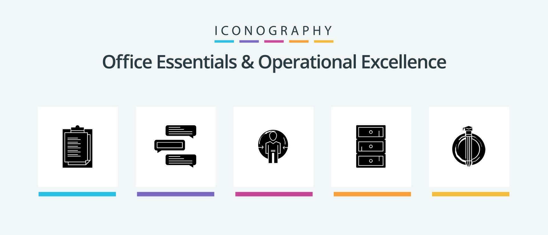 Office Essentials And Operational Exellence Glyph 5 Icon Pack Including cupboard. cabinet. talks. safe. id. Creative Icons Design vector