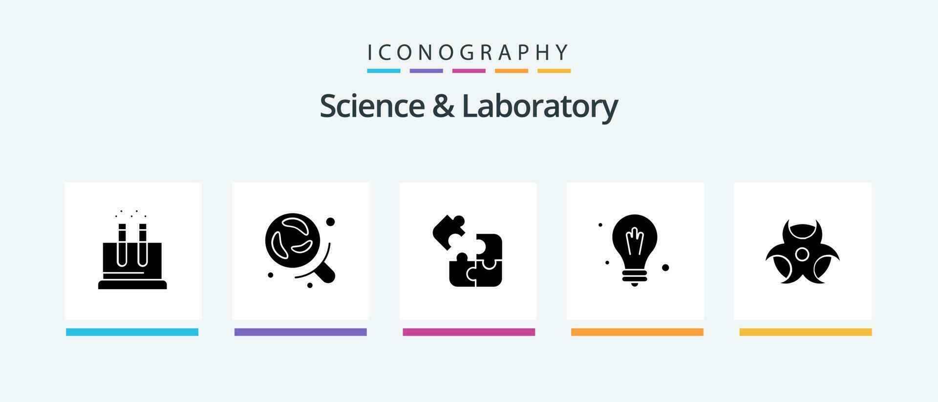 Science Glyph 5 Icon Pack Including science. education. jigsaw. science. bulb. Creative Icons Design vector