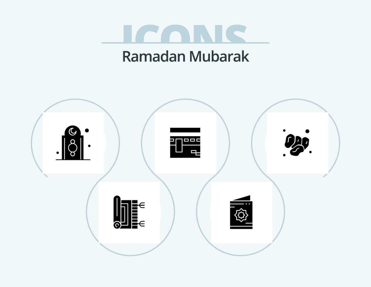 Ramadan Glyph Icon Pack 5 Icon Design. pray. kaaba. muslim. mosque. islam vector