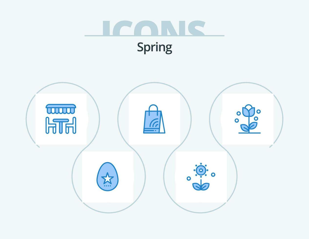 Spring Blue Icon Pack 5 Icon Design. . nature. bag. flower. flora vector