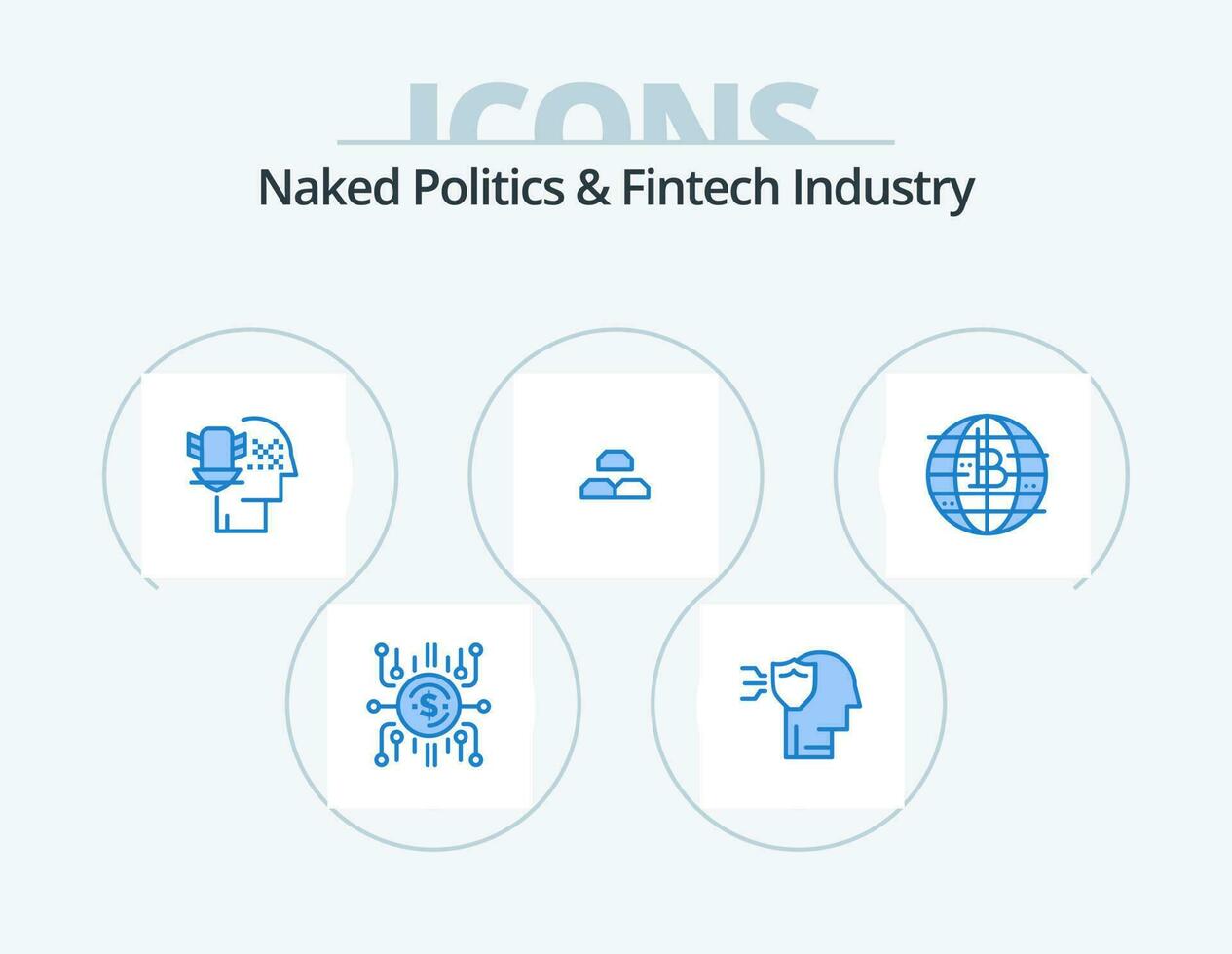 Naked Politics And Fintech Industry Blue Icon Pack 5 Icon Design. interest. gold. shield. fund. security vector