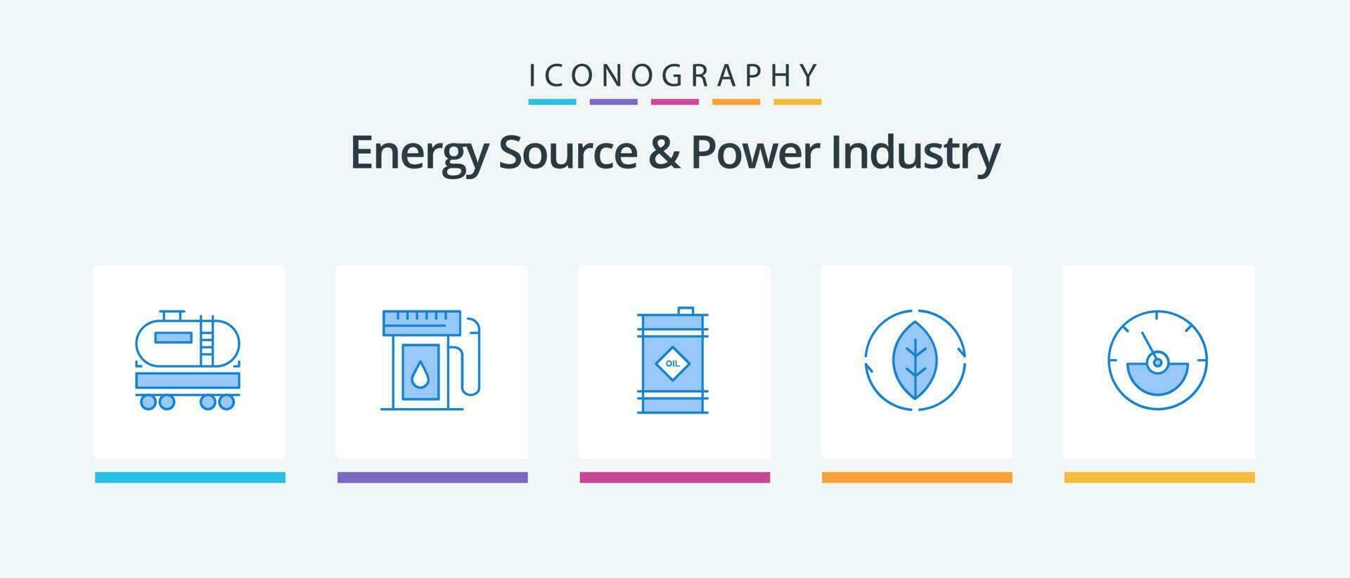 Energy Source And Power Industry Blue 5 Icon Pack Including ampere meter. power. barrel. source. energy. Creative Icons Design vector