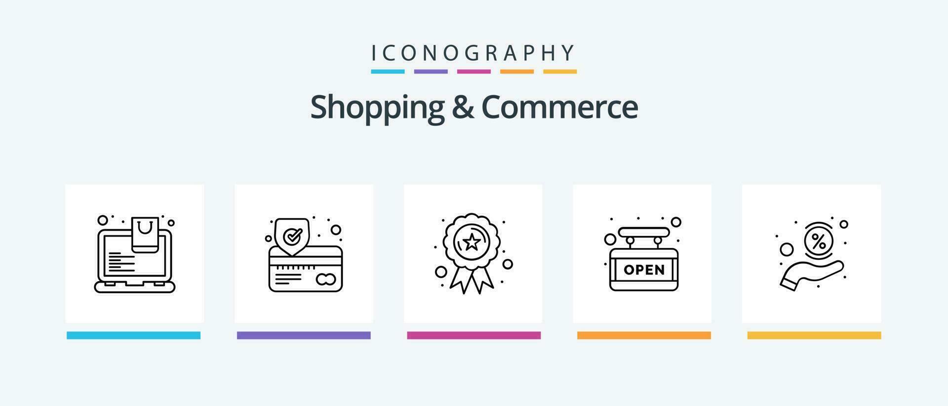 Shopping And Commerce Line 5 Icon Pack Including incoming call. scanner. bag. scan. mobile. Creative Icons Design vector