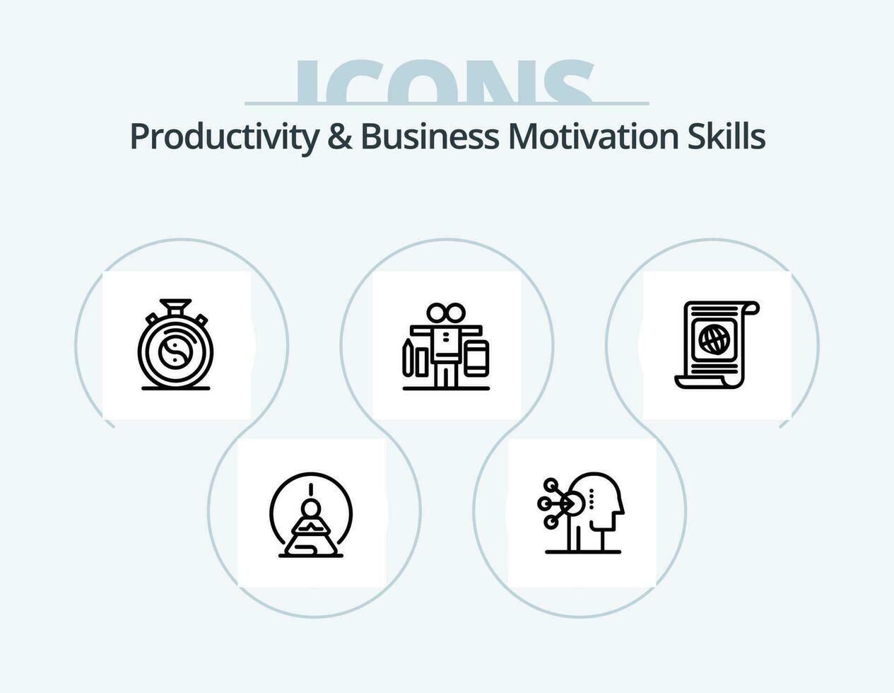 Productivity And Business Motivation Skills Line Icon Pack 5 Icon Design. human. assortment. tasks. abilities. work vector