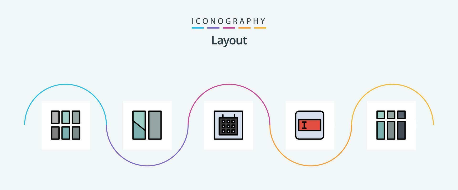 diseño línea lleno plano 5 5 icono paquete incluso . disposición. imagen vector