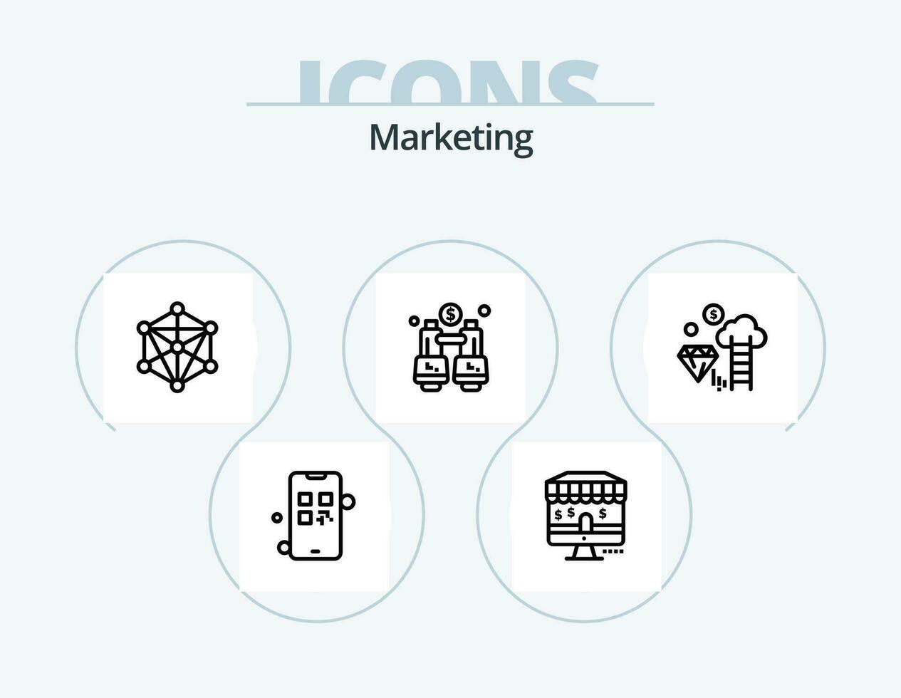 márketing línea icono paquete 5 5 icono diseño. marketing. nube. marketing. diamante cartelera vector