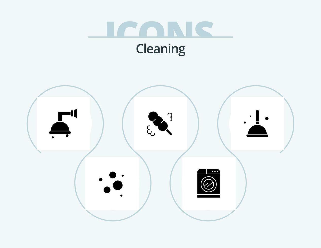 Cleaning Glyph Icon Pack 5 Icon Design. mop. broom. washing. wash. broom vector