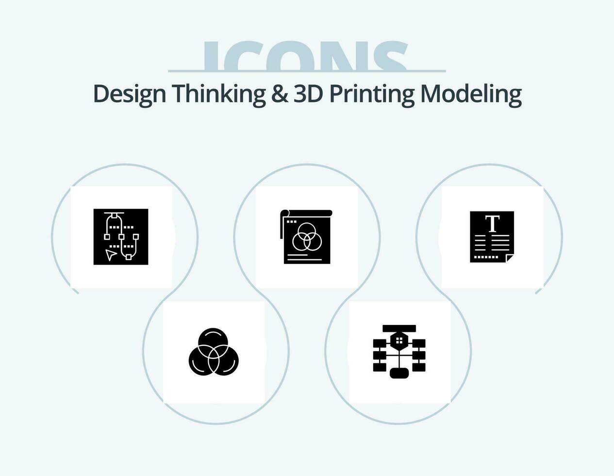 Design Thinking And D Printing Modeling Glyph Icon Pack 5 Icon Design. file. wallpaper. mouse. poster. arrow vector