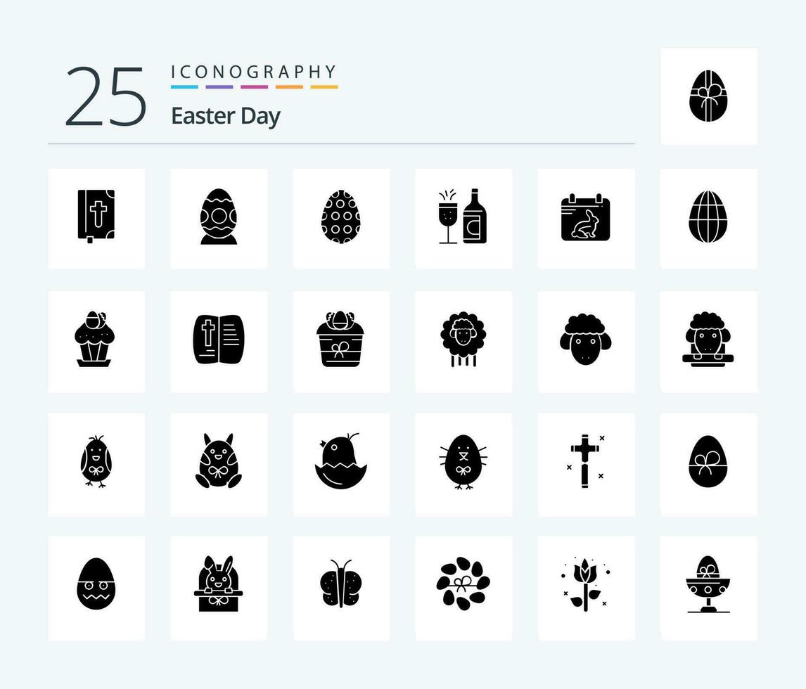 Easter 25 Solid Glyph icon pack including easter. date. glass. easter. calender vector