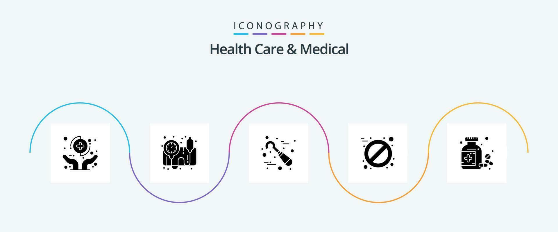 Health Care And Medical Glyph 5 Icon Pack Including pills. bottle. dental. tablet. aspirin vector