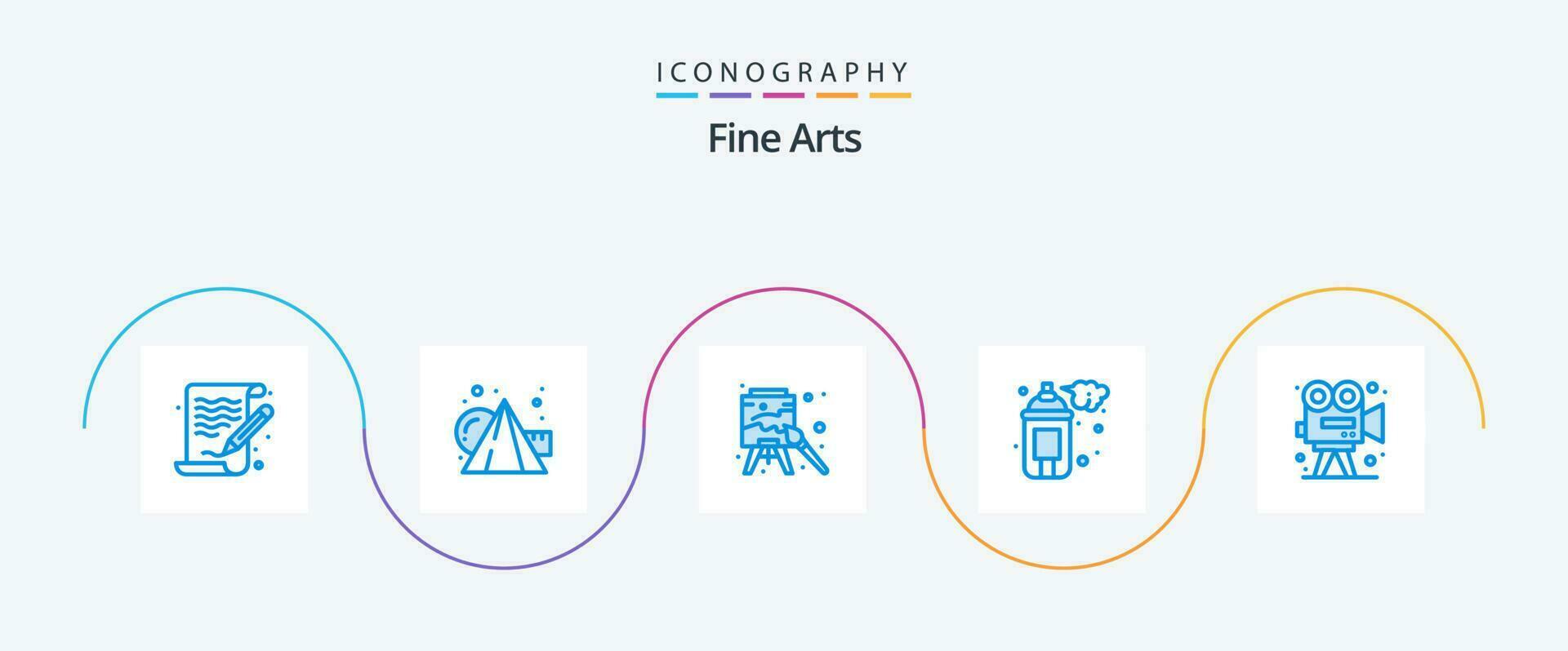 Fine Arts Blue 5 Icon Pack Including camera. paint. easel. arts. spray vector