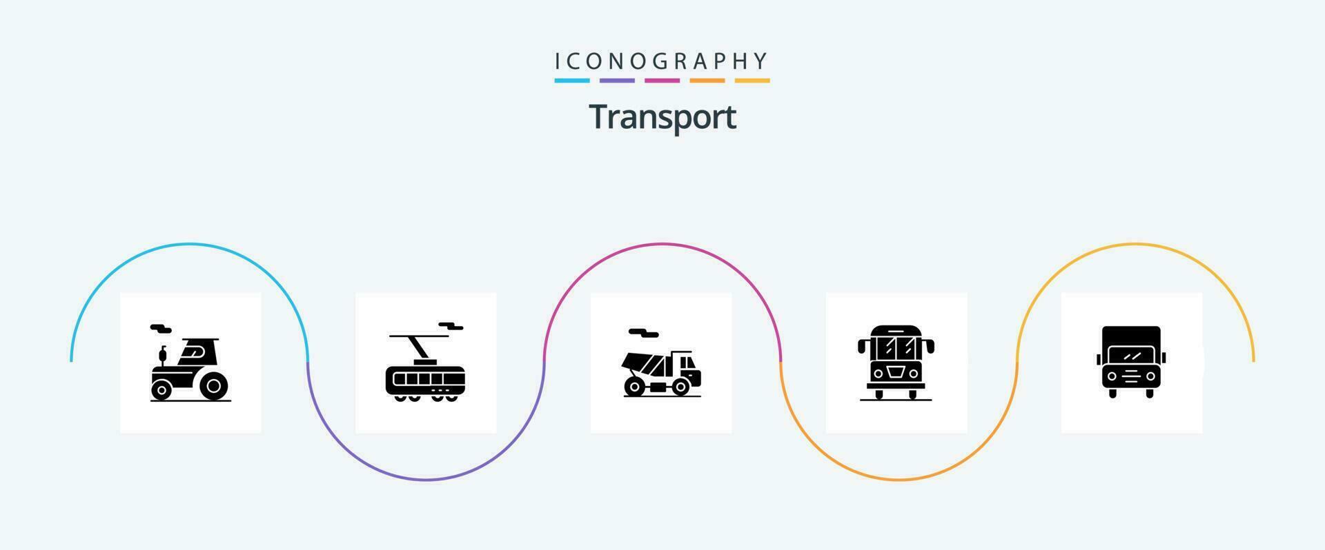 transporte glifo 5 5 icono paquete incluso camión. auto. bicicleta. camión. carga vector