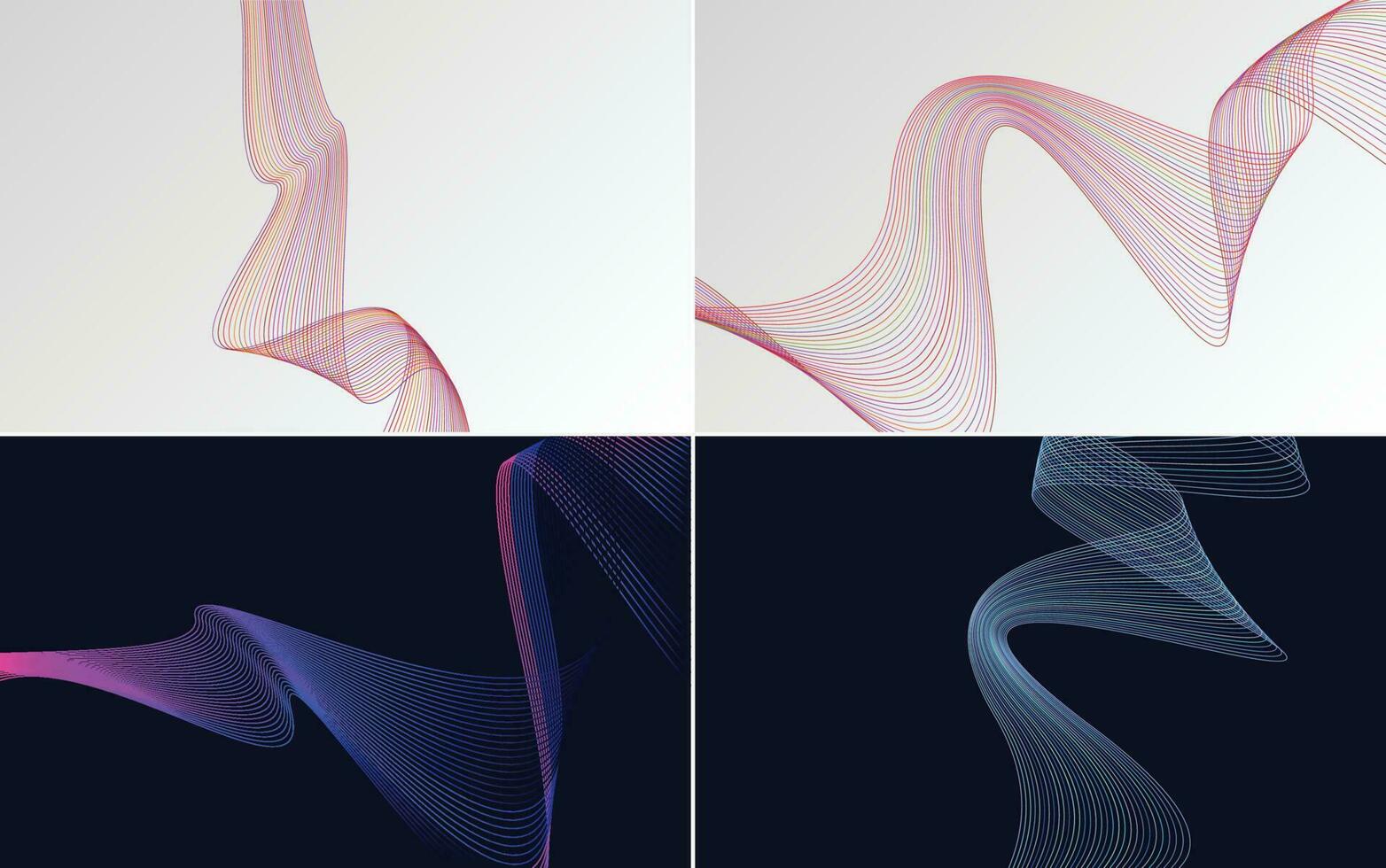 conjunto de 4 líneas de ondas abstractas de fondo de patrón de onda geométrica vector