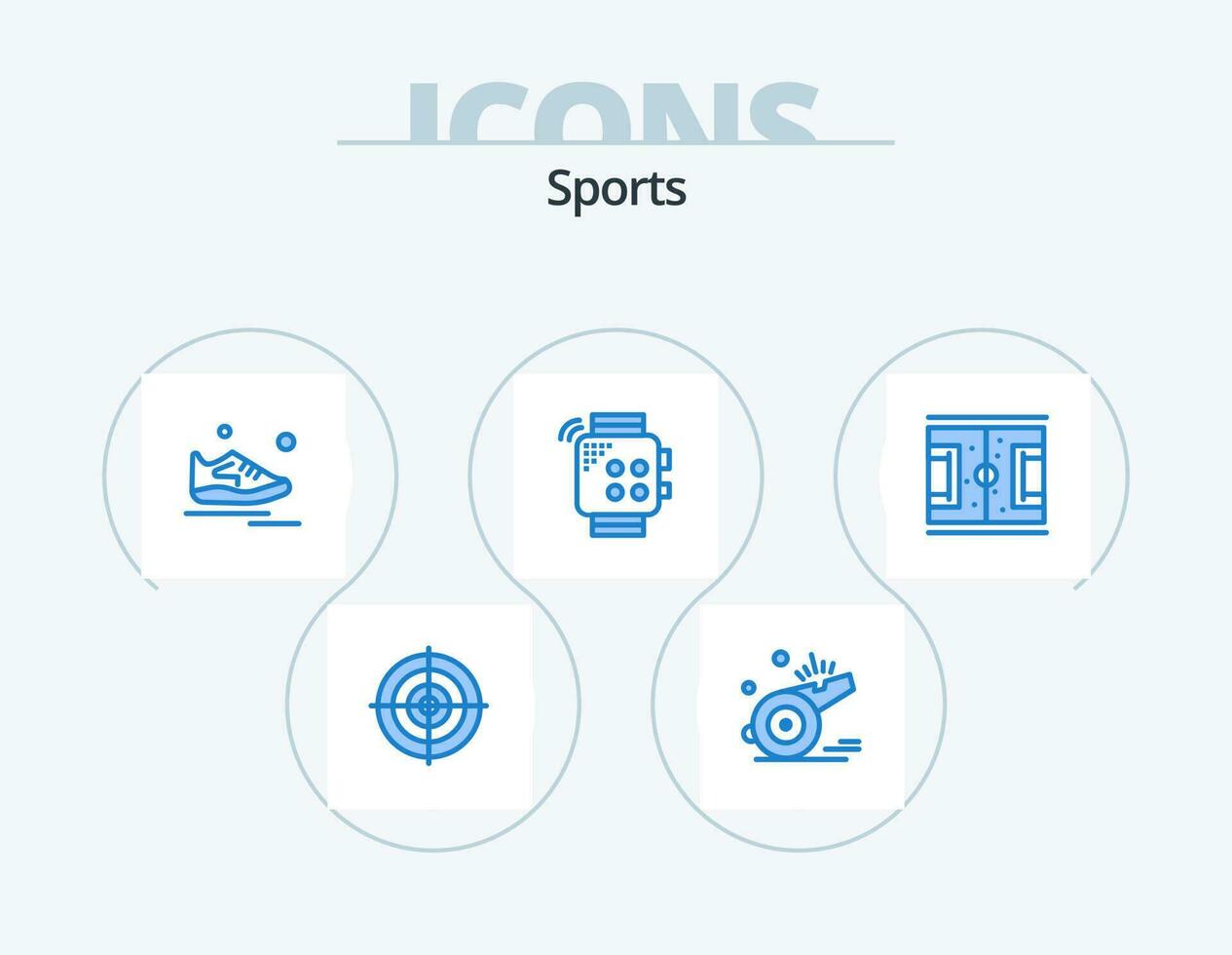 Deportes azul icono paquete 5 5 icono diseño. mirar. fútbol. hombre. ejercicio vector