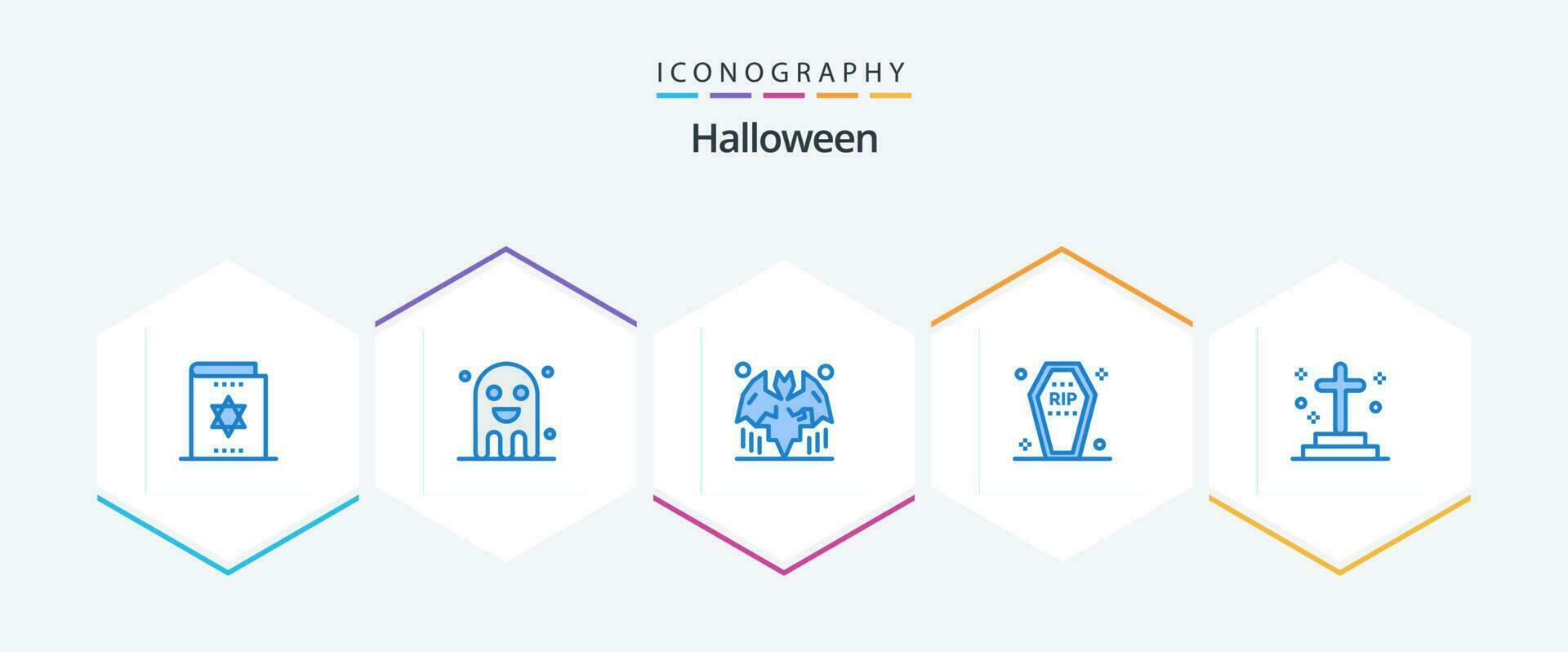 Halloween 25 Blue icon pack including funeral. coffin. ghost. casket. halloween vector