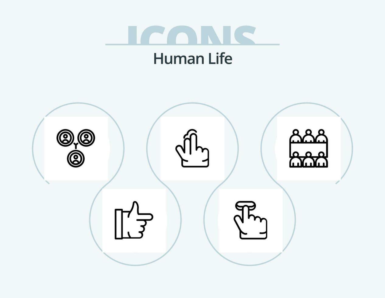 humano línea icono paquete 5 5 icono diseño. . mesa. social. reunión. enfocar vector