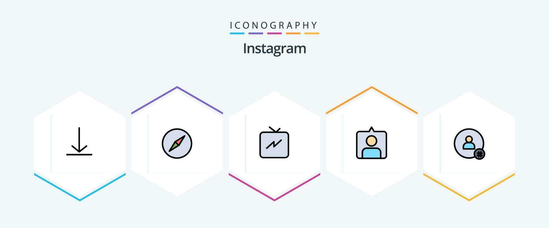 Instagram 25 FilledLine icon pack including . twitter. refresh. tweet. follow vector