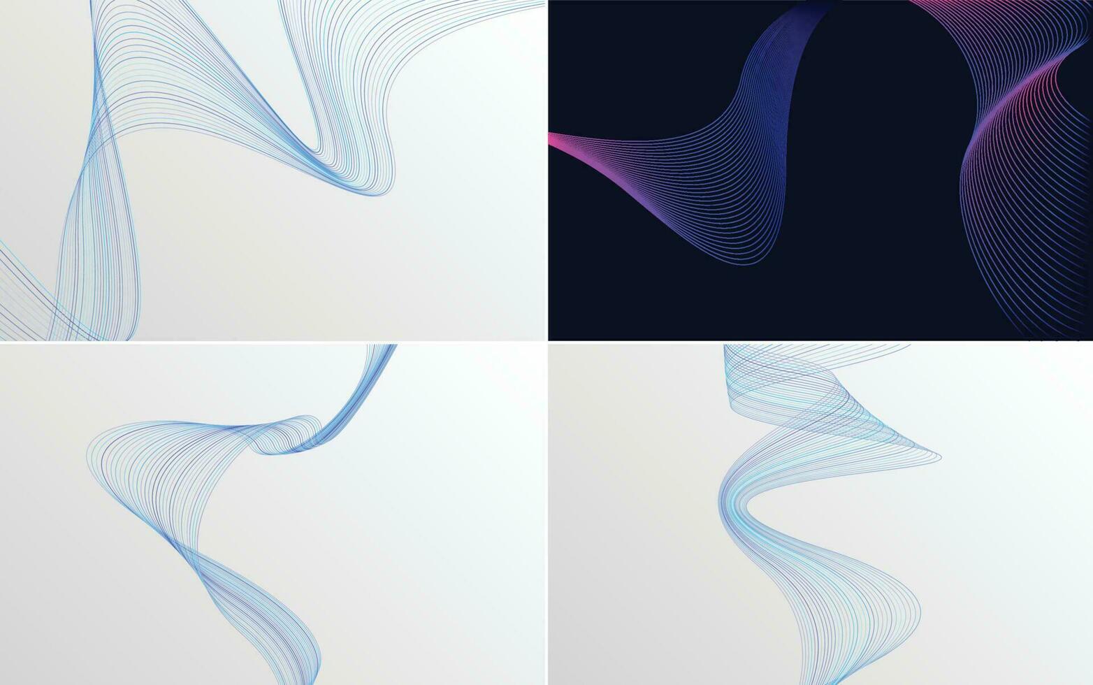 conjunto de 4 líneas de ondas abstractas de fondo de patrón de onda geométrica vector