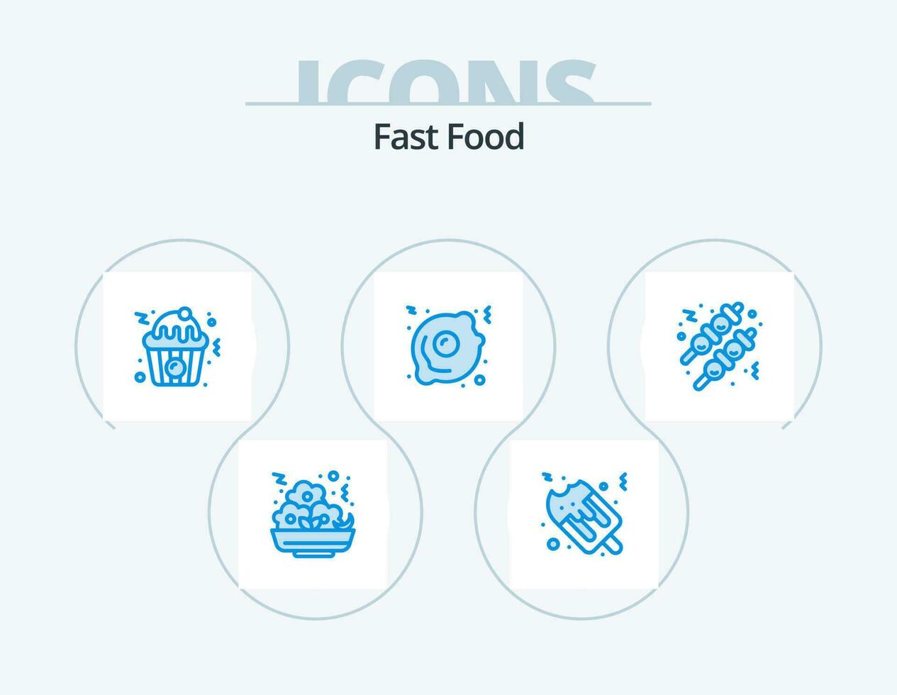 Fast Food Blue Icon Pack 5 Icon Design. . meatball. food. food. food vector