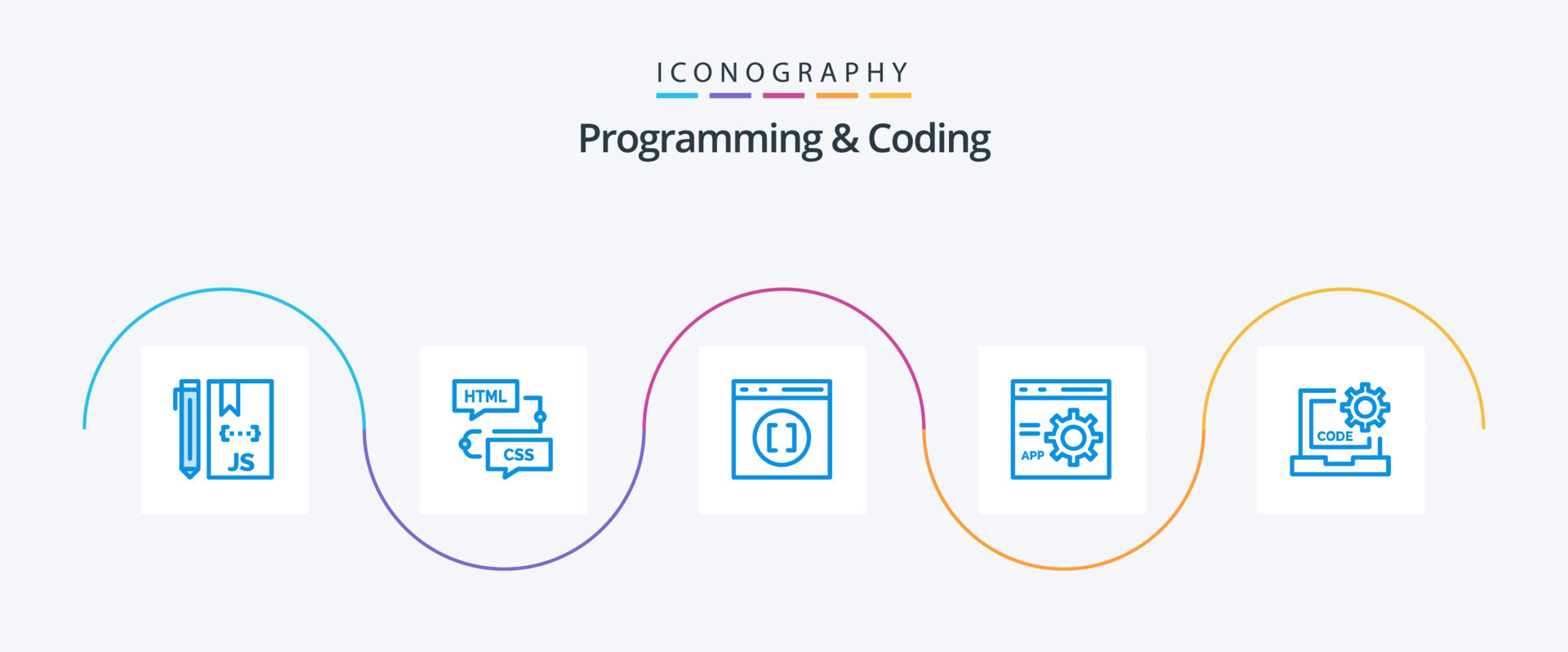 Programming And Coding Blue 5 Icon Pack Including develop. browser ...